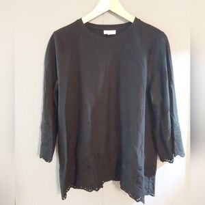 J. Jill Black Women’s Eyelet Hem Cotton Top